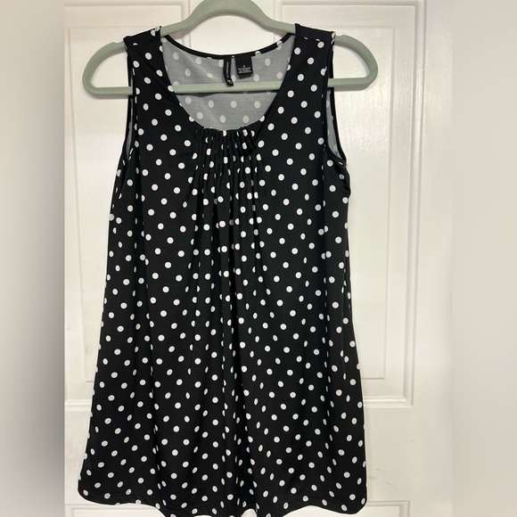 new directions Tops - New Directions 🦩 Black and White Polka Dot Dress